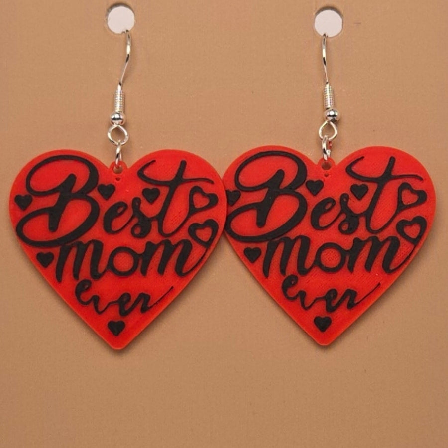 Boucle d'oreille en forme de Cœur meilleur mère avec crochets hypoallergéniques sans nickel